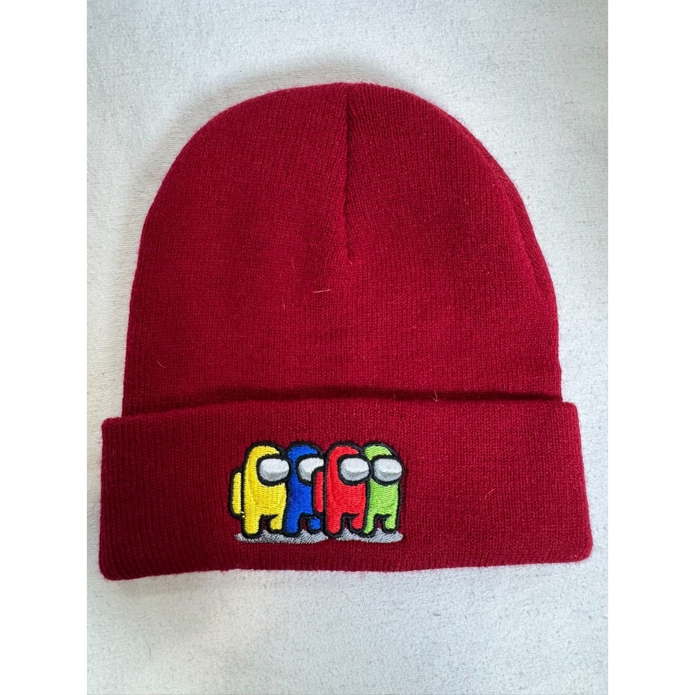 Among Us Designer Winter Hats,‎ High Quality Knitted Cartoon Pullover Hats Red
